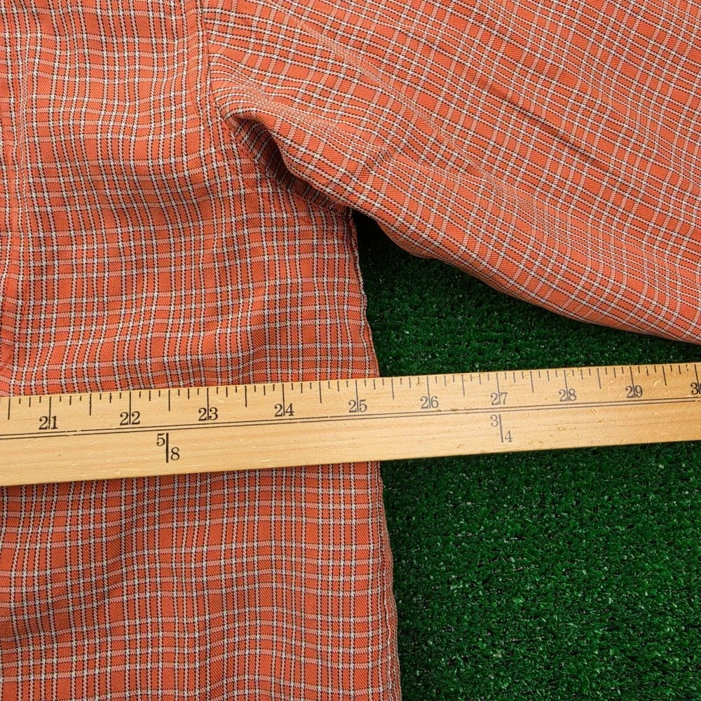 The North Face Technical Hiking Shirt Mens XL Orange Plaid Button Up‎ Outdoors